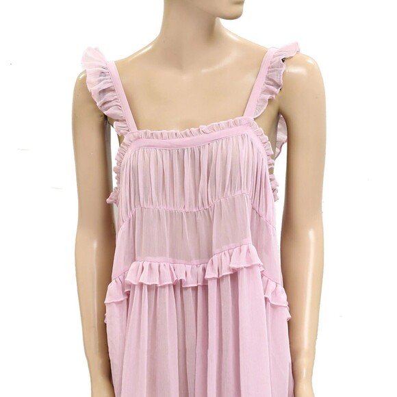 Intimately Free People Moon Phase Midi Slip Dress Ruffle Swingy Sheer S 281919 - Picture 5 of 7